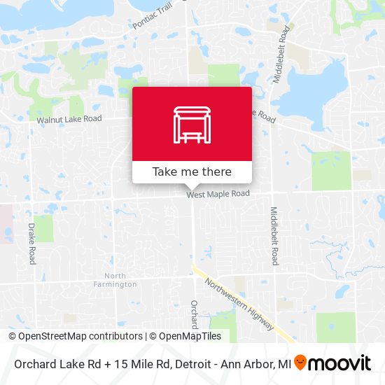Orchard Lake Rd + 15 Mile Rd map