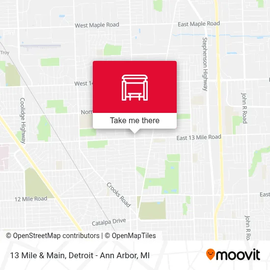 13 Mile Rd + Main map