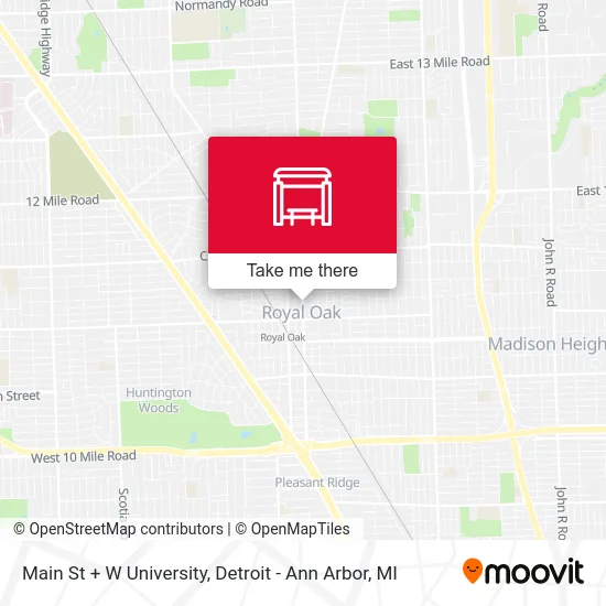 Main St + W University map