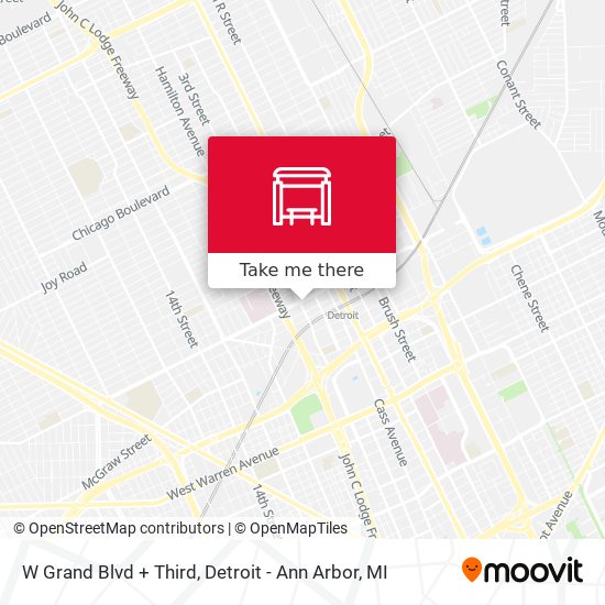 Mapa de W Grand Blvd + Third