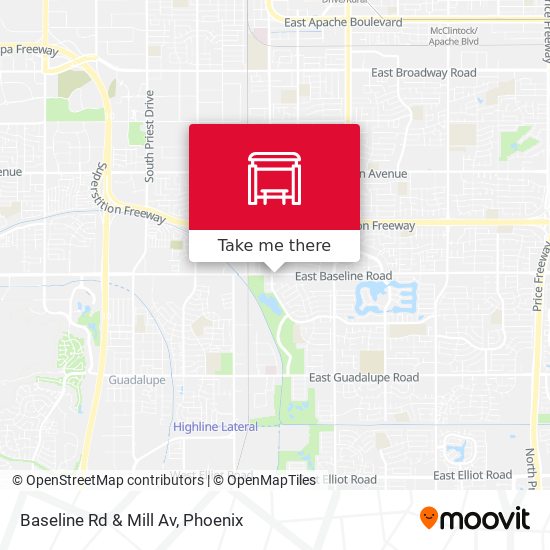 Baseline Rd & Mill Av map