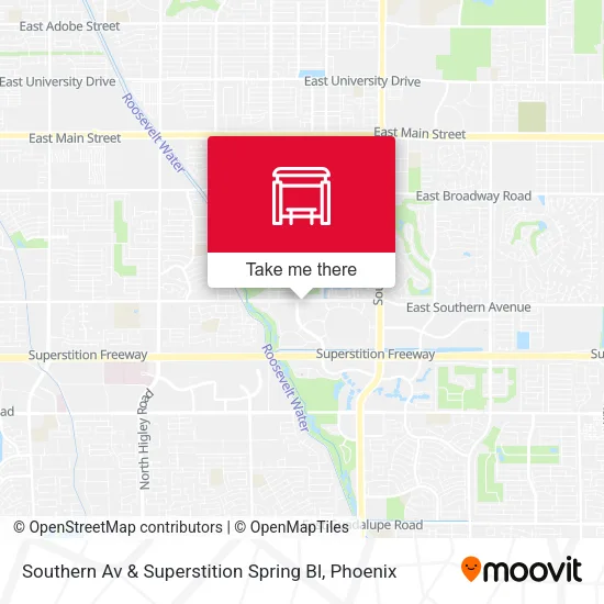 Southern Av & Superstition Spring Bl map