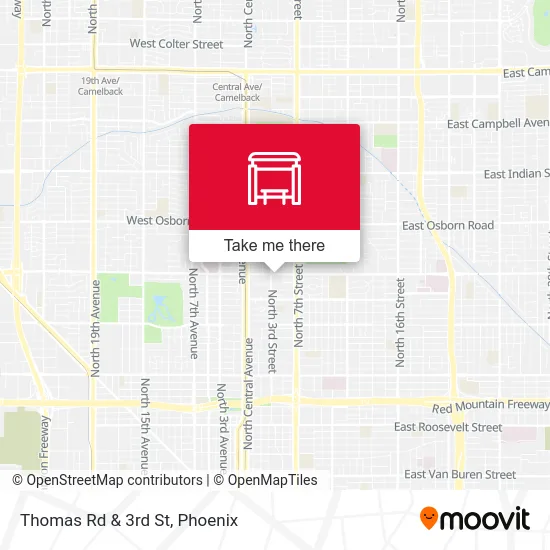 Thomas Rd & 3rd St map