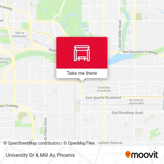 University Dr & Mill Av map