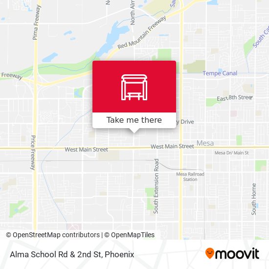 Alma School Rd & 2nd St map