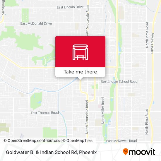 Goldwater Bl & Indian School Rd map