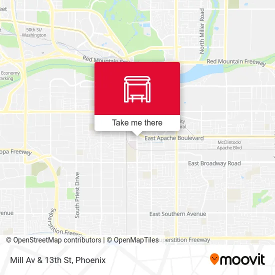 Mill Av & 13th St map