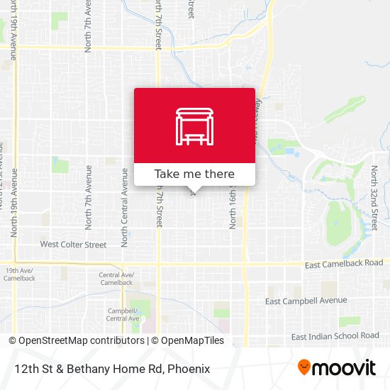 12th St & Bethany Home Rd map