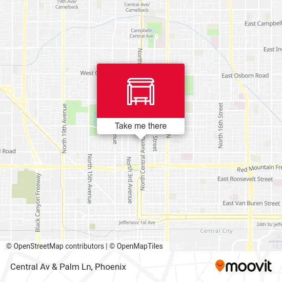 Central Av & Palm Ln map