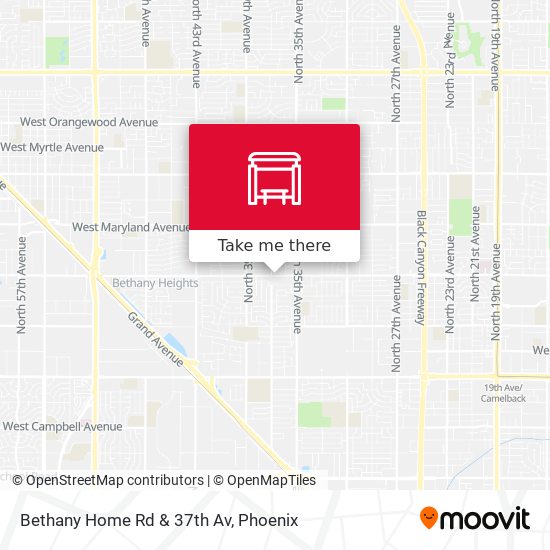 Bethany Home Rd & 37th Av map