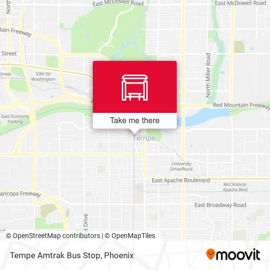 Tempe Amtrak Bus Stop map