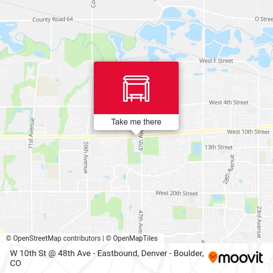 W 10th St @ 48th Ave - Eastbound map