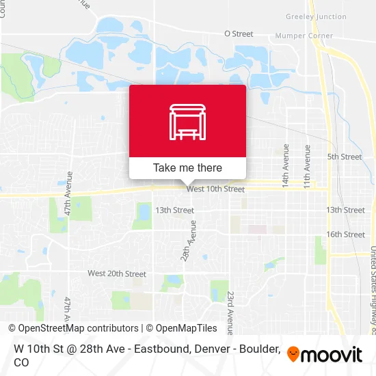 W 10th St @ 28th Ave - Eastbound map