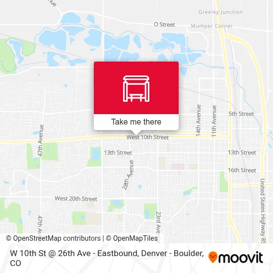 W 10th St @ 26th Ave - Eastbound map
