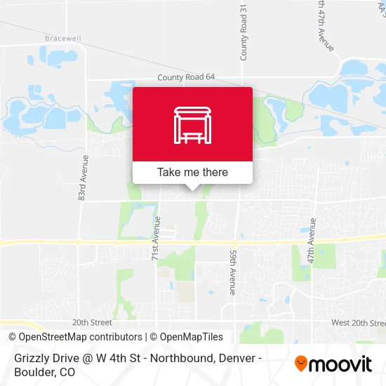 Grizzly Drive @ W 4th St - Northbound map