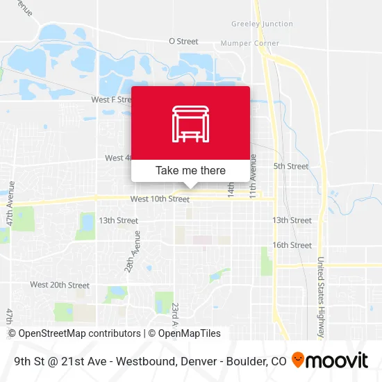 9th St @ 21st Ave - Westbound map