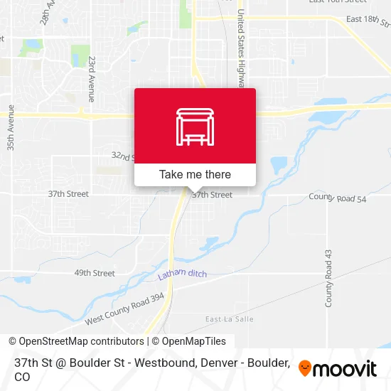 37th St @ Boulder St - Westbound map