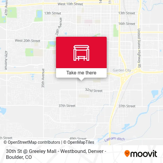 Mapa de 30th St @ Greeley Mall - Westbound
