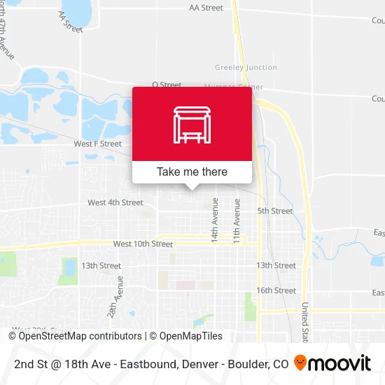 2nd St @ 18th Ave - Eastbound map