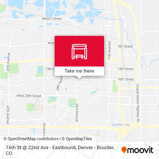 16th St @ 22nd Ave - Eastbound map