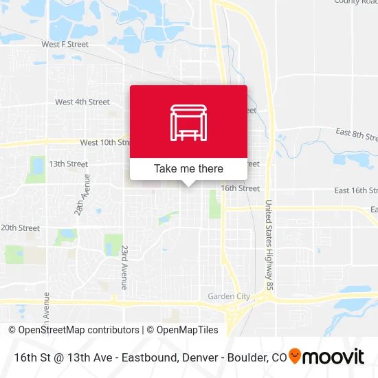 16th St @ 13th Ave - Eastbound map