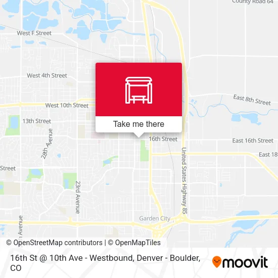 16th St @ 10th Ave - Westbound map