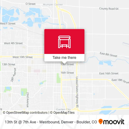 13th St @ 7th Ave - Westbound map