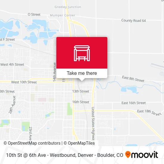 10th St @ 6th Ave - Westbound map