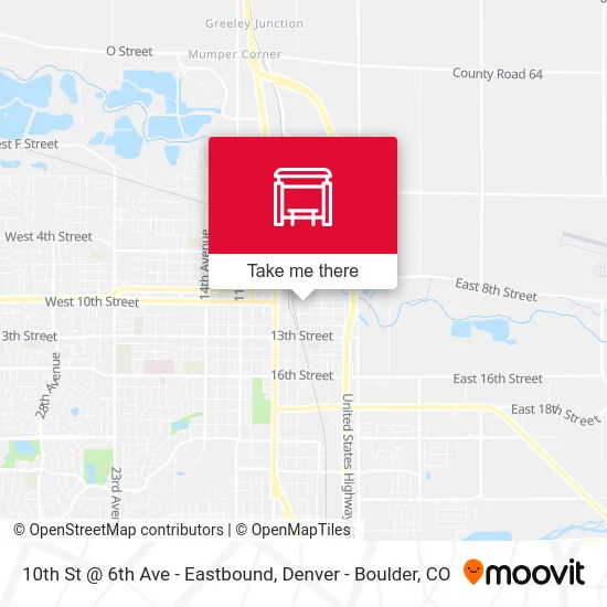 10th St @ 6th Ave - Eastbound map