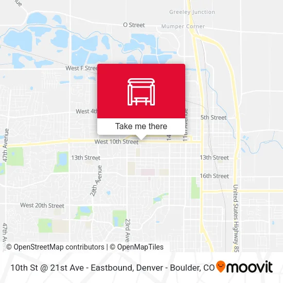 10th St @ 21st Ave - Eastbound map