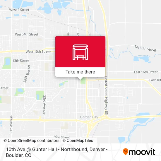 10th Ave @ Gunter Hall - Northbound map