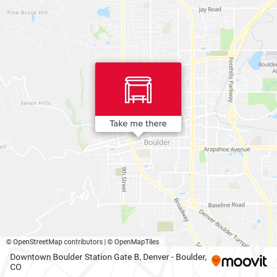 Mapa de Downtown Boulder Station Gate B