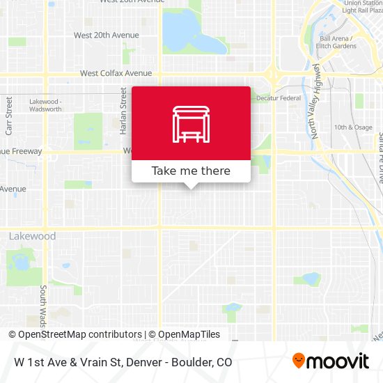 W 1st Ave & Vrain St map