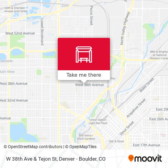 W 38th Ave & Tejon St map