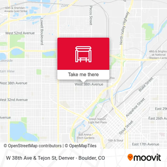 W 38th Ave & Tejon St map