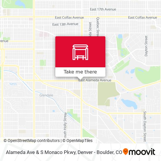 Alameda Ave & S Monaco Pkwy map