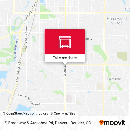 S Broadway & Arapahoe Rd map