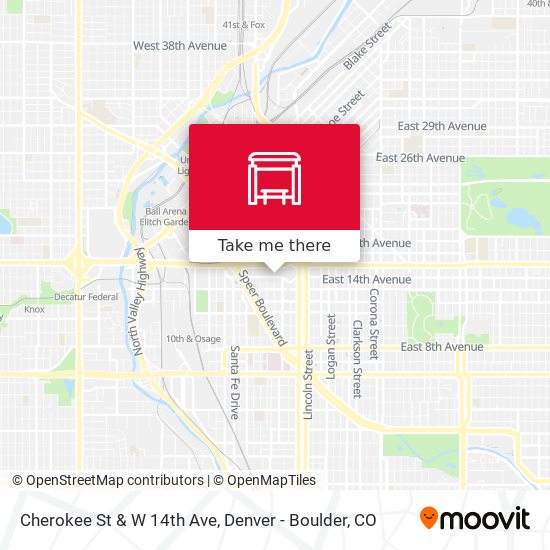 Cherokee St & W 14th Ave map