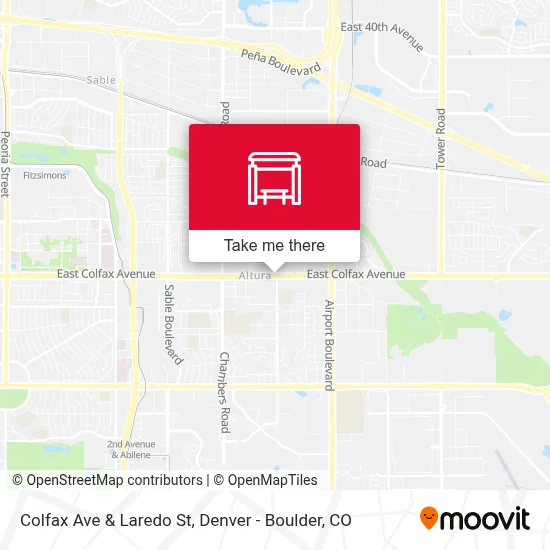 Colfax Ave & Laredo St map