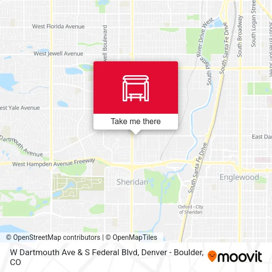 W Dartmouth Ave & S Federal Blvd map