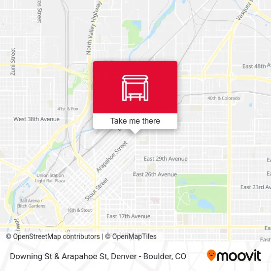 Downing St & Arapahoe St map