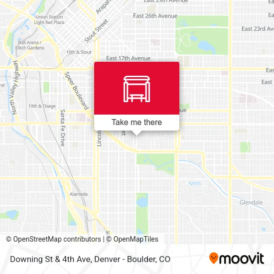 Downing St & 4th Ave map