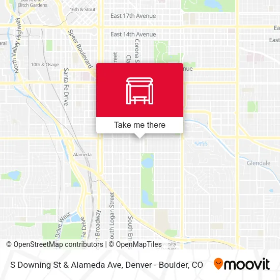 S Downing St & Alameda Ave map