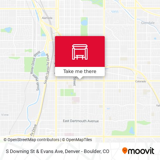 S Downing St & Evans Ave map