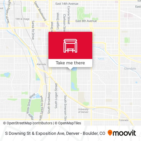 S Downing St & Exposition Ave map