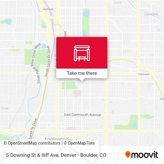 S Downing St & Iliff Ave map