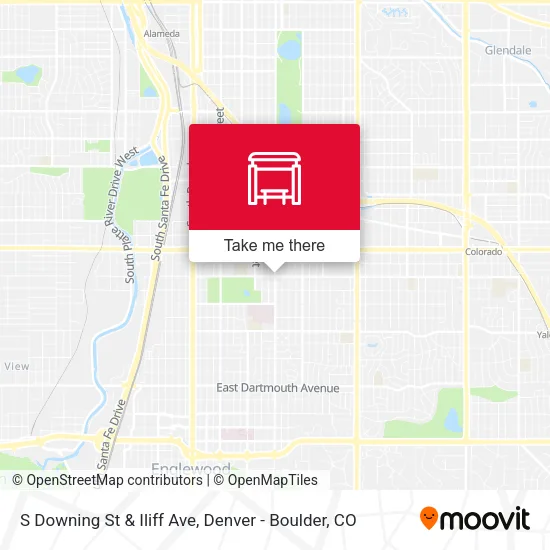 S Downing St & Iliff Ave map