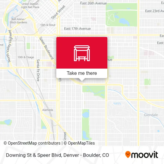 Downing St & Speer Blvd map