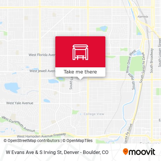 W Evans Ave & S Irving St map