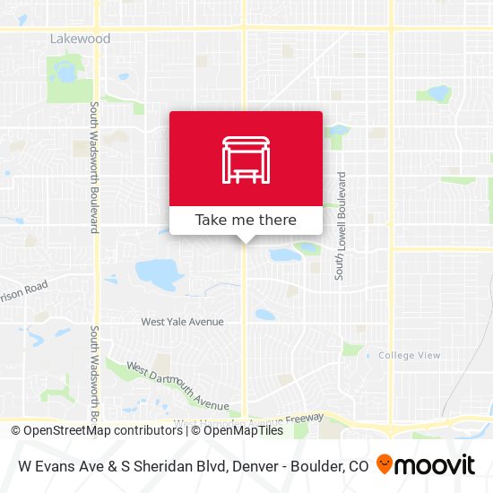 W Evans Ave & S Sheridan Blvd map